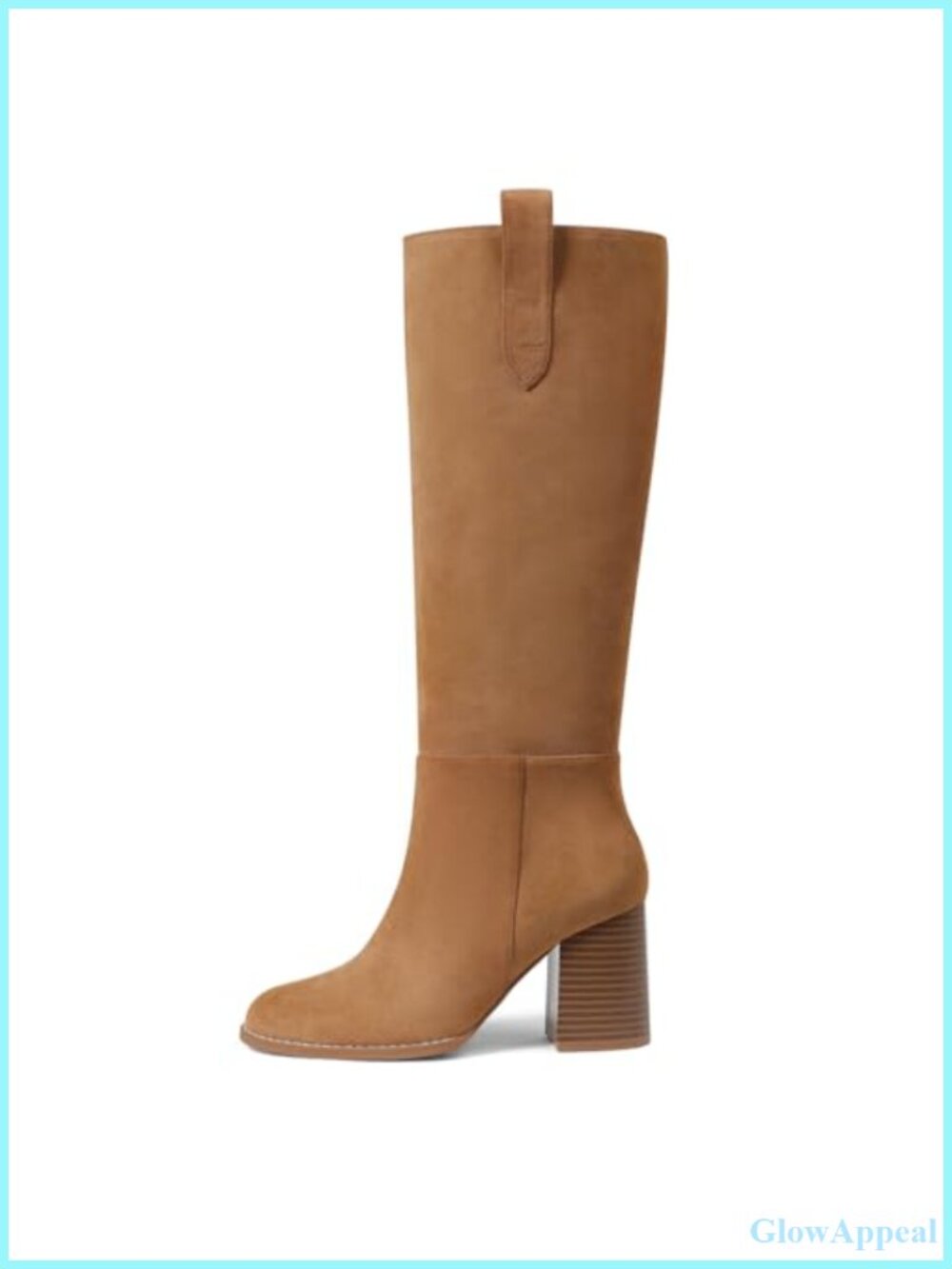 Suede Knee High Boots Womens Chunky Heel Round Toe Pull-On Tall Boots